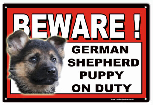 Beware German Shepherd Puppy  On Duty Sign 8"x12"