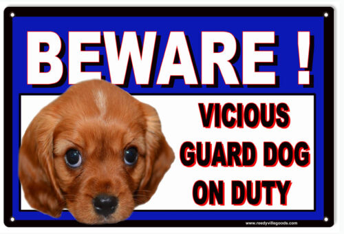 Beware Vicious Guard Dog On Duty Sign 8"x12"