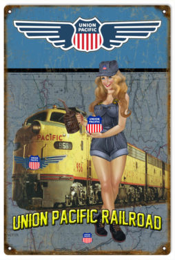 Union Pacific Railroad Pin Up Girl Sign