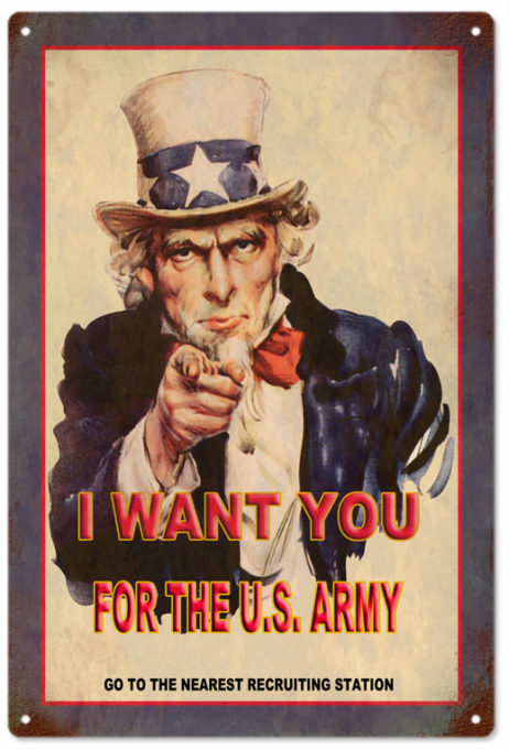 Uncle Sam Us Army Sign Garage Art - Reproduction Vintage Signs