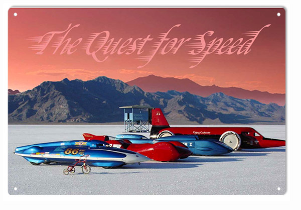 The Quest for Speed Salt Flats Jet Racer Garage Art Sign