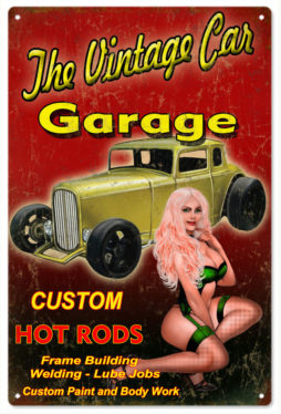 Pin-Up Girls Signs 12X16 Inch Fast & Sexy Sexy Girl Classic Car Vintage  Look Metal Tin Sign