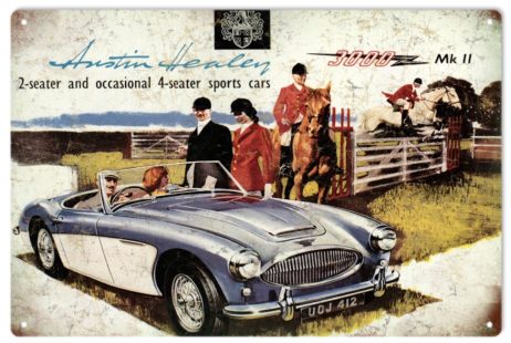 Austin Healey Sports Car Sign Garage Art - Reproduction Vintage Signs