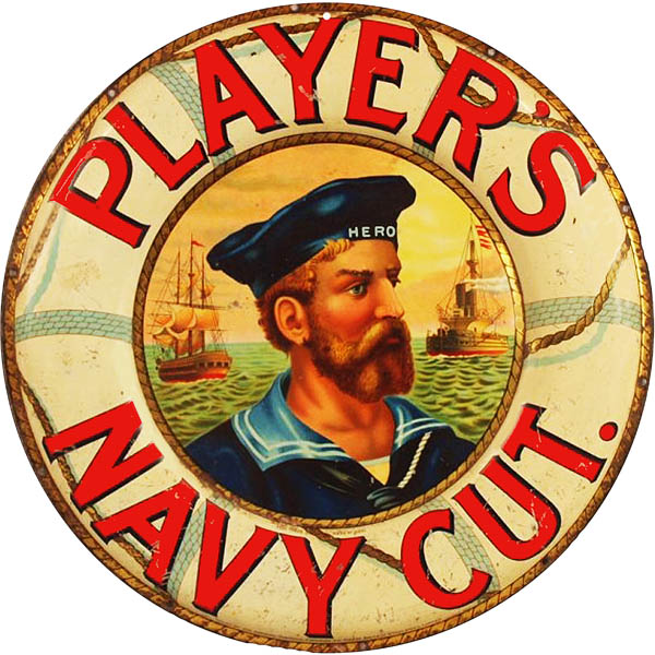 players navy cut tobacco sign round vintage reproduction cigar shop garageartsigns