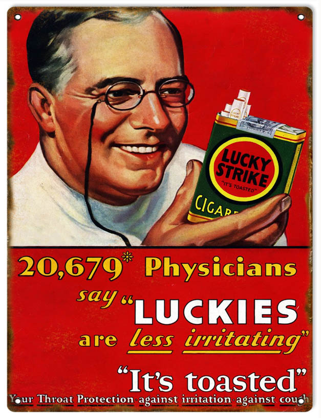 Reproduction Lucky Strike Cigarettes Sign 9x12