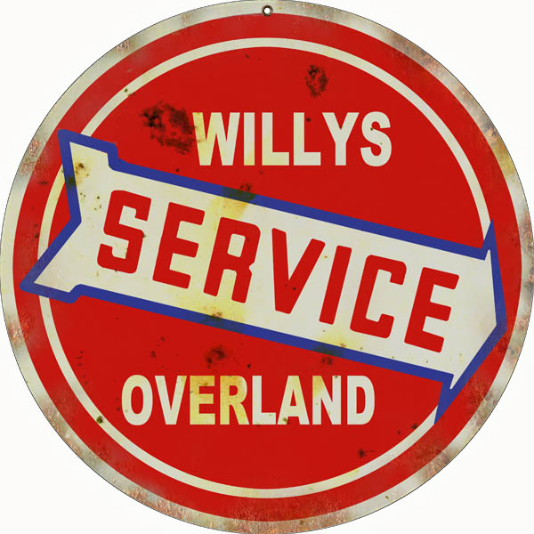Reproduction Willy's Service Overland Sign 14 Round - Reproduction ...