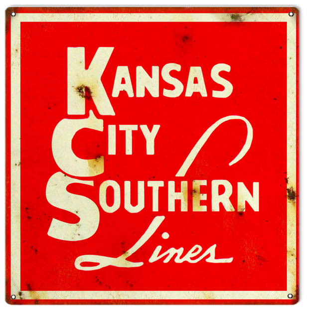 Reproduction Kansas City Southern Lines Sign 12x12