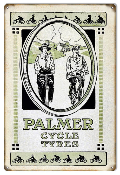 Nostalgic Palmer Cycle Tyres Bicycle Sign. 12x18 - Reproduction Vintage