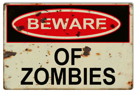 Aged Looking Beware Of Zombies Apocalyptic Sign. 12×18 | Reproduction ...