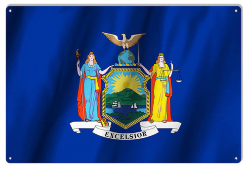 New York State Flag Sign. 12x18 - Reproduction Vintage Signs