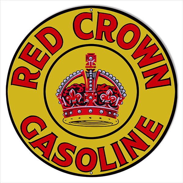 Extra Large Red Crown Gasoline Motor Oil Sign 24 Round