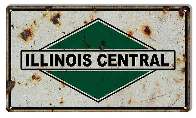 Aged Looking Illinois Central Railroad Sign 8x14