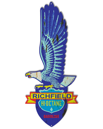 Aged Richfield Octane Gasoline Laser Cut Out Reproduction Sign 10x24