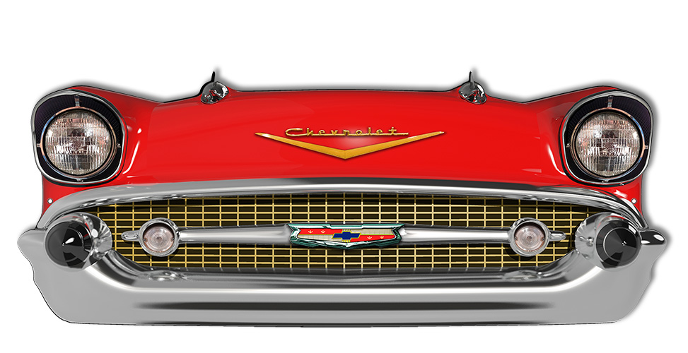 1957 Red Chevrolet Front End Laser Cut Out Reproduction Sign 24.5 X 10