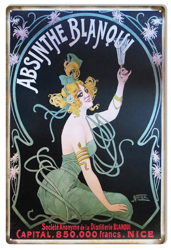 Absinthe Blanqui 850 Bar Reproduction Sign 12X18