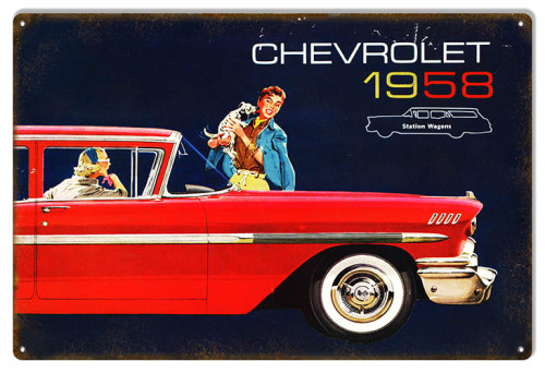 1958 Chevrolet Station Wagon Garage Shop Reproduction Sign 12x18