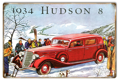 1934 Hudson 8 Garage Shop Reproduction Sign 12x18