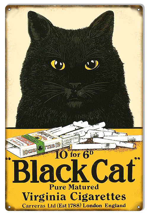 Black Cat Cigarettes Cigar Reproduction Sign 12"x18"