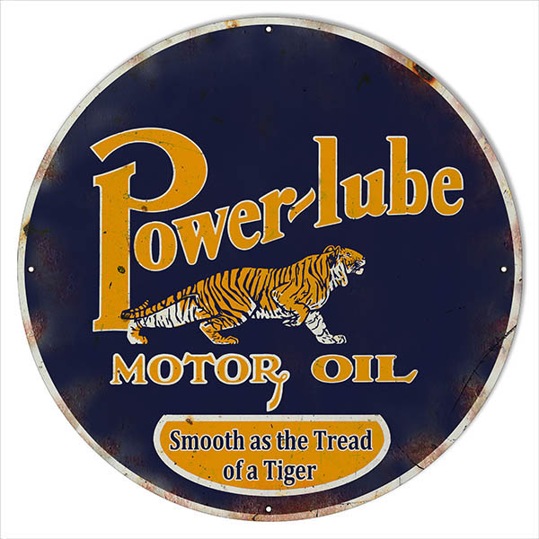 30 Round Reproduction Power-lube Smooth Motor Oil Sign