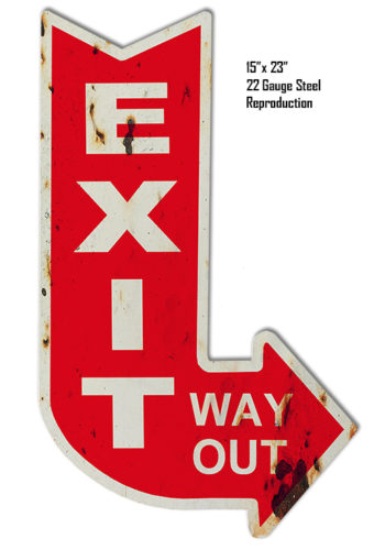 Aged Looking Right Exit Way Out Laser Cut Out Sign 15x23
