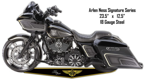 Arlen Ness Motorcycle Cut Out Reproduction Sign 12.5x23.5