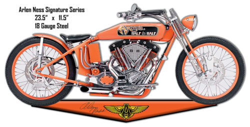 Tangerine Arlen Ness Motorcycle Reproduction Cut Out Sign 11.5x23.5