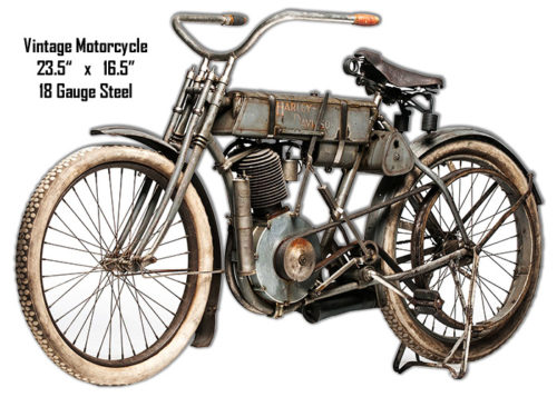 Vintage Motorcycle Laser Cut Out Sign 16.5x23.5