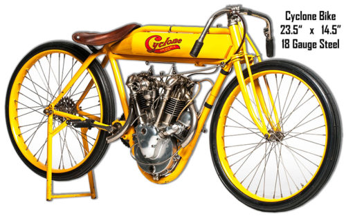 Yellow Cyclone Bike Laser Cut Out Sign 14.5x23.5