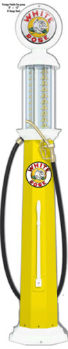 Visible White Rose Gas Pump Reproduction Cut Out Sign 8x42