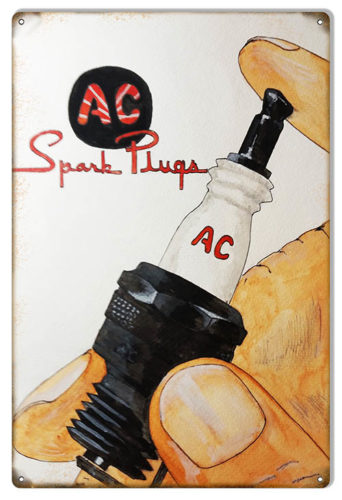 AC Spark Plugs Gas Station Reproduction Sign 12x18