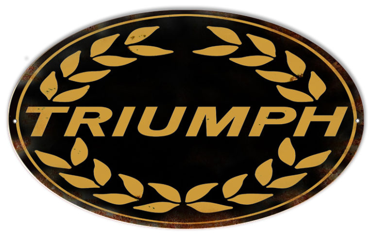 Large Black Triumph Motorcycle Reproduction Sign 11x18 Oval 