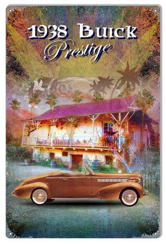 1938 Buick Prestige By Artist Phil Hamilton Reproduction Sign 12x18