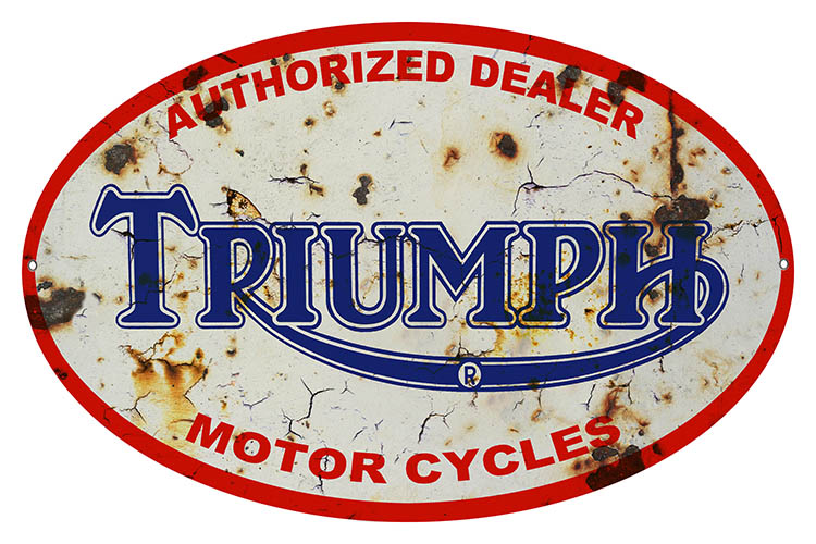 Aged Triumph Dealer Oval Reproduction Sign 11x18 - Reproduction Vintage ...