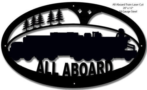 Railroad Silhouette Laser Cut Out Sign 12x20