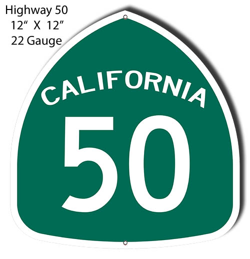 Highway 50 Laser Cut Out Sign 12x12 - Reproduction Vintage Signs