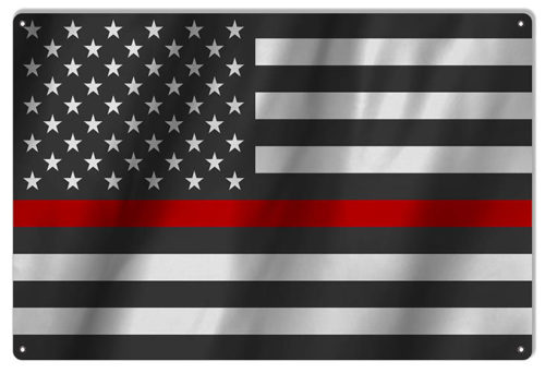 US Firemans Red State Flag 12x18