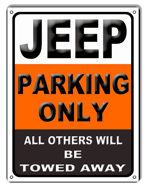 Parkplatzschild 32x24 cm schwarz Parking Only Jeep Grand Cherokee