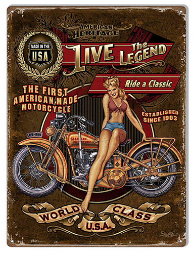 Vintage Motorcycle Metal Ad Sign Bike Shop Mechanic Garage Pin Up Picture Gift 