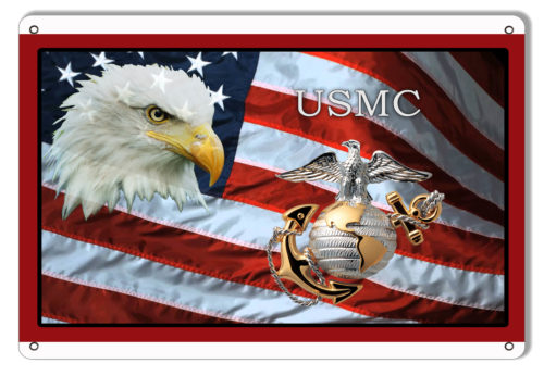 USMC Flag Military Reproduction Sign 9x12