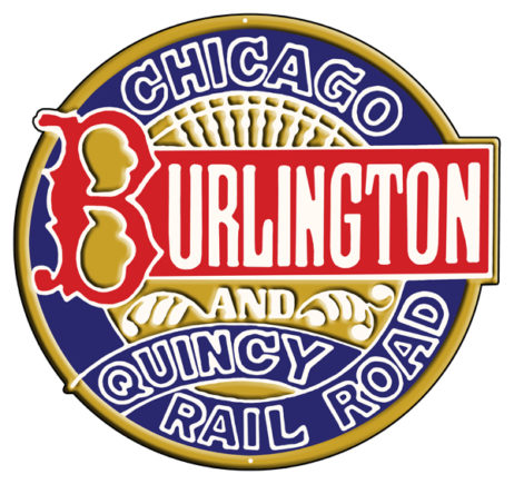 Chicago Burlington Railroad Reproduction Laser Cut Out Sign 14"x14". 
