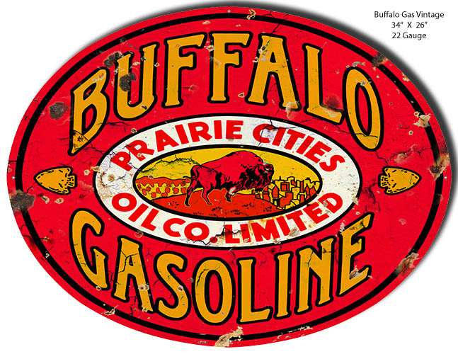 Buffalo Motor Oil round metal  sign Vintage Gasoline Style reproduction 