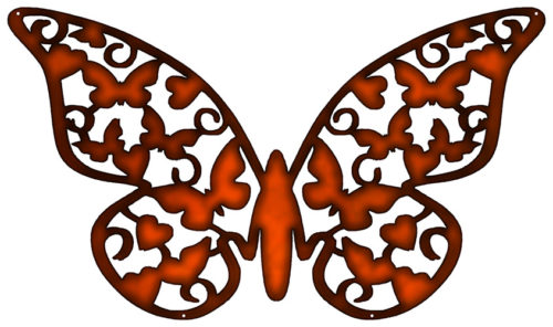 Butterfly Laser Cut Out Faux Copper Finish Metal Sign 14x23.5