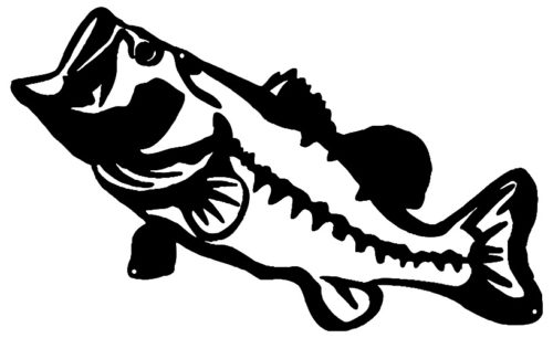 Bass Fish Laser Cut Out Silhouette Wall Art Metal Sign 14.5x23.5