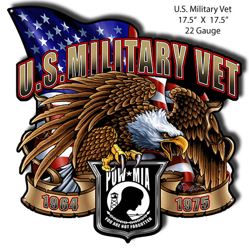 Us Military Vet Cut Out Wall Art Metal Sign By Steve Mcdonald 17 5x17 Reproduction Vintage Signs - Military Metal Wall Art