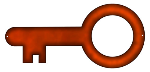 Key Laser Cut Out Faux Copper Finish Metal Sign 6.5x13.5