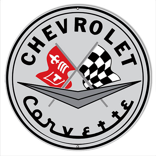 Chevrolet Corvette 1953 Logo Round Metal Sign for Garage Shop or Mancave