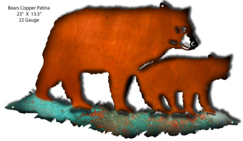 Bears Faux Copper /Patina Laser Cut Out 23x13.5