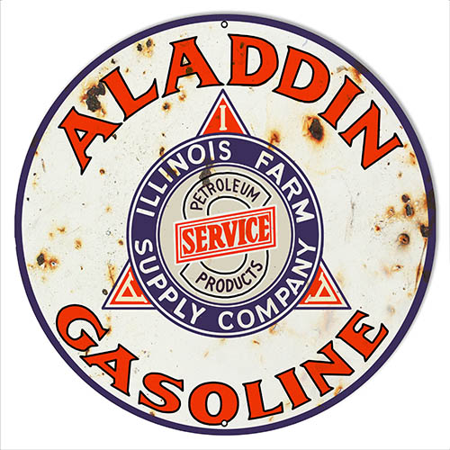 Aladdin Gasoline Reproduction Vintage Metal Sign 30x30 Round