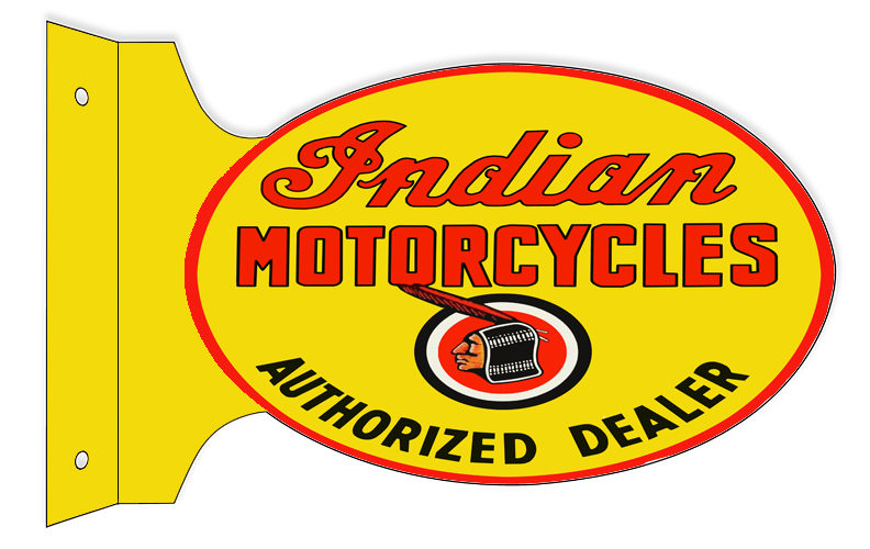 Download Indian Motorcycle Authorized Dealer Flange Metal Sign 12x18 Reproduction Vintage Signs