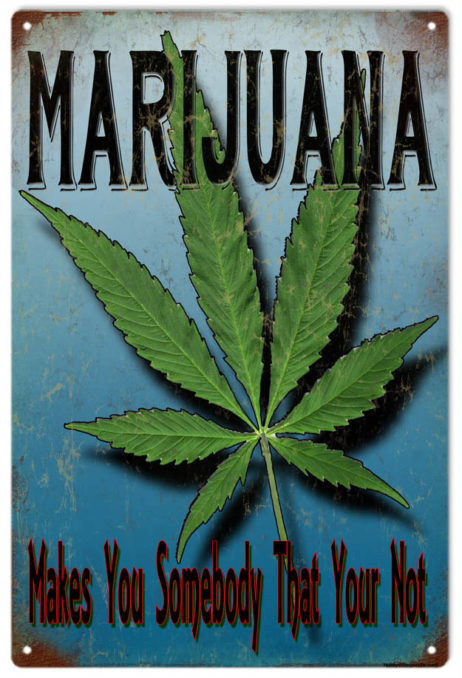 Marijuana Leaf Cannabis Vintage Looking Metal Sign 12x18 - Reproduction ...